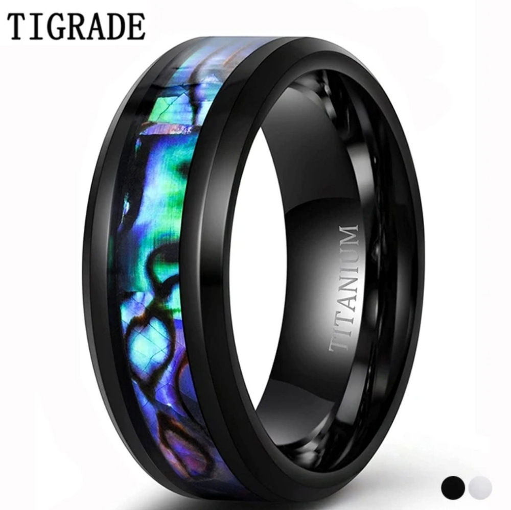 Titanium Inlaid Unisex Wedding Band